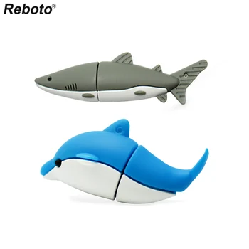 

Cartoon USB Flash Drive 64GB 32GB 16GB 8GB Silicone Cute Shark Dolphin Memory Stick Mini Key Pendrive Flash Disk For PC