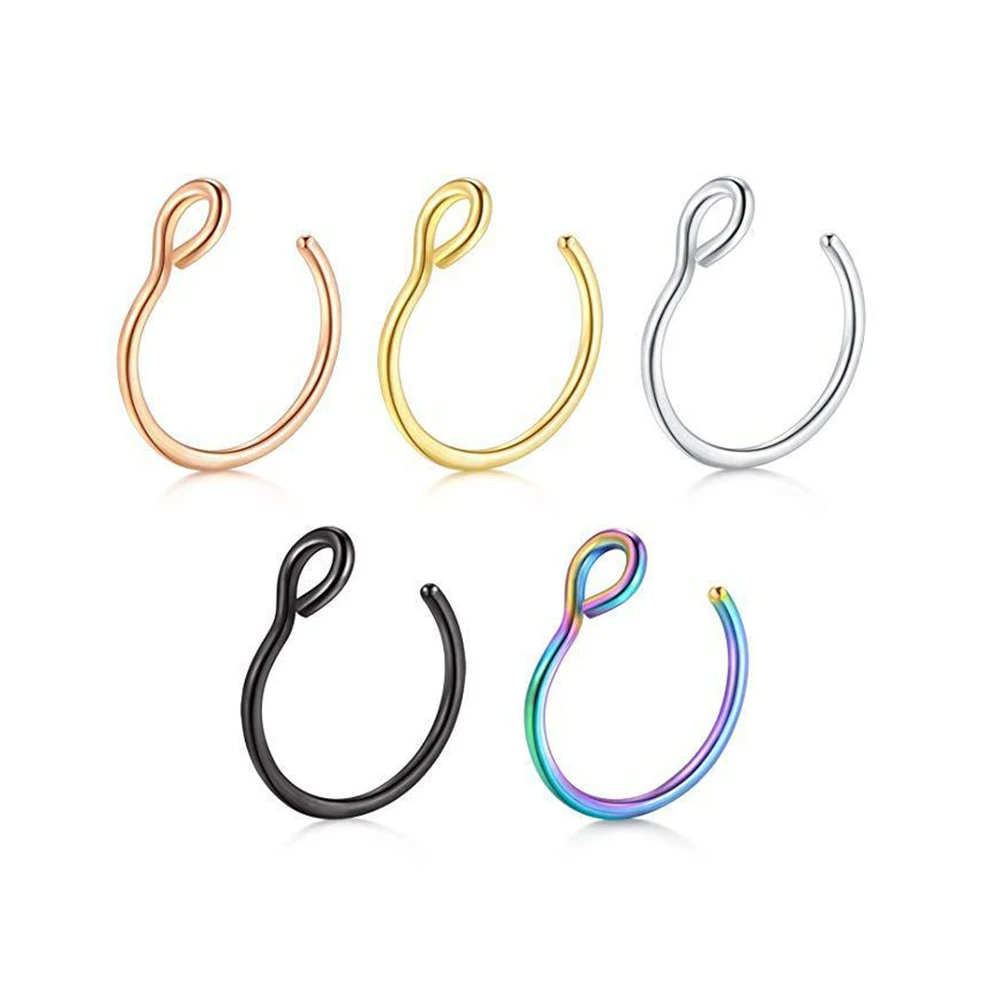 1 шт. u-образное кольцо для носа кольцо для перегородки из нержавеющей стали имитация пирсинга ювелирные изделия для пирсинга