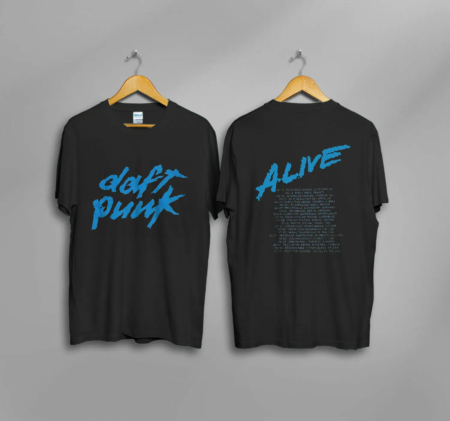 Винтажная уличная рубашка Daft Punk 2007 Alive World Tour Reprintharajuku Ment Размер S до Xxl | Мужская