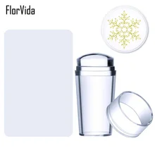 FlorVida Grande Chiaro Del Silicone Della Gelatina Unghie artistiche Stamper Kit con Raschietto per la Timbratura Piatti Trasferimento Del Modello Modello di Strumenti per Manicure(China)