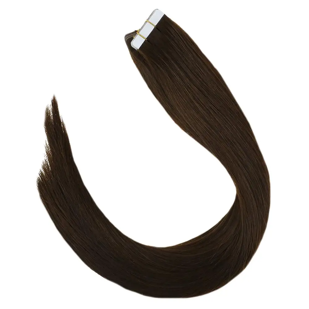 VeSunny, накладные волосы на ленте, человеческие волосы, 20 шт, шоколадный коричневый#4, машинное производство, волосы remy, клейкие, ПУ волосы, 50гр, 2.5гр/шт