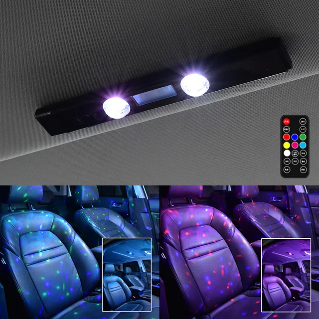 Car Atmosphere Lights 5 Modes Ambient Lamp with Remote Multi-color Portable Decorative Light for Auto Home USB Rechargeable 1