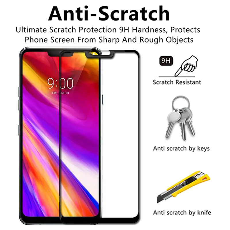 Premium Full Cover Tempered Glass For LG G7 ThinQ Screen Protector Protective Glass For LG G7 One Fit Plus Q9 Full Glue Glass mobile screen guard