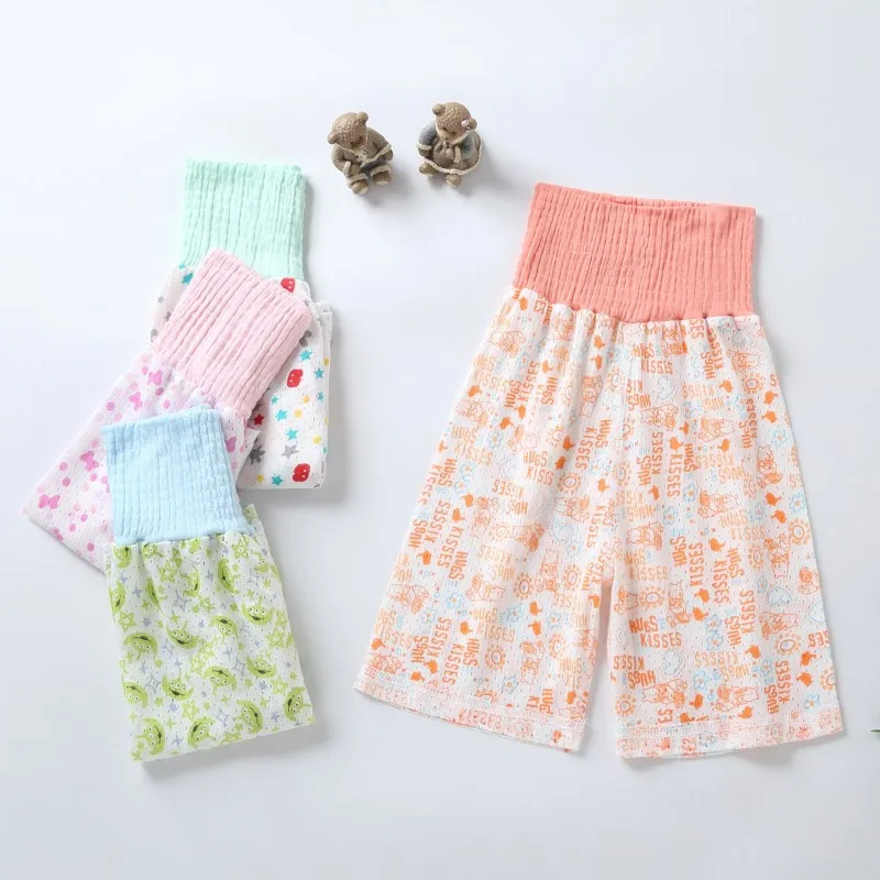 Men And Women Baby Mesh High Waist Pants Summer Infant Pure Cotton No Deformation High-waisted Cool Pajamas Boneless