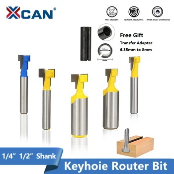 

XCAN 1/4'' 1/2'' Shank Keyhole Router Bit T Slot Milling Cutter Hex Screw Bolt Hole Cutter Wood Router Bit