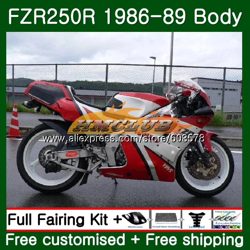 Корпус для YAMAHA FZR250R FZRR FZR 250 250R 1986 1987 1988 1989 124CL. 26 FZR250RR FZR-250 FZR250 86 87 88 89 обтекатель, цвет красный, белый - Цвет: No. 1