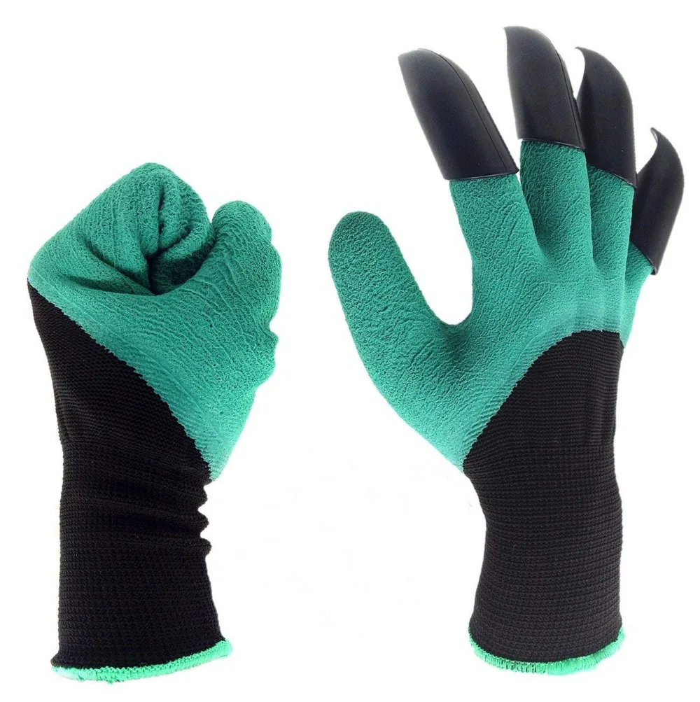 green and black Садовые Перчатки садовое копание, рассада 4 напальчники из АБС-пластика садовые рабочие аксессуары Горячая новое для копание, рассада - Цвет: green and black