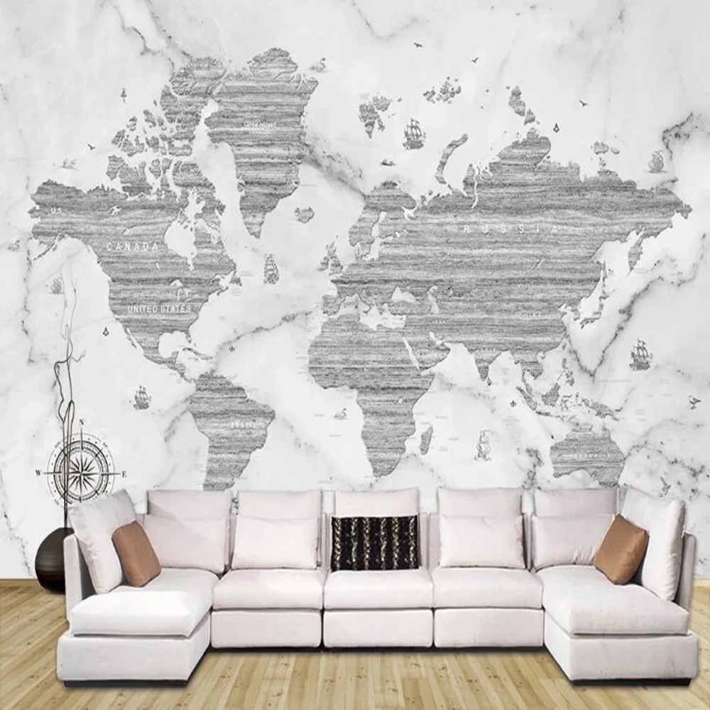 

Milofi Customized 3D Nordic Cartoon World Map Large TV background wallpaper mural