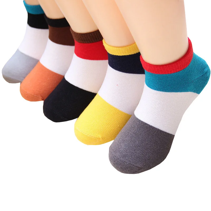 

5 Pairs/Set Children Socks Spring Autumn Cotton Baby Girls Boys Socks Candy Color 1-9 Year Kids Cotton Striped Socks