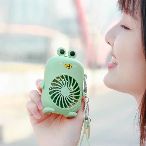 USB 미니 휴대용 팬, 여름, 학생용 소형 선풍기, 충전 로프, 열쇠 고리, 휴대용 귀여운 만화 선풍기 2