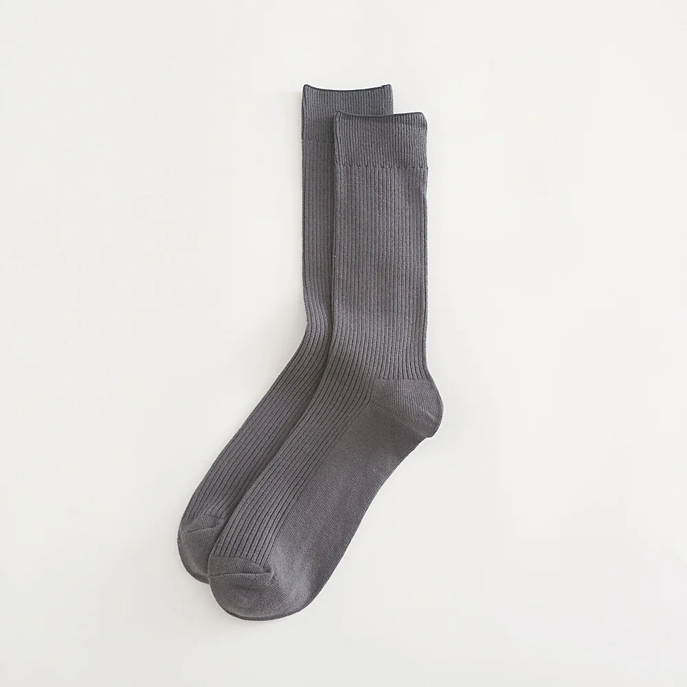 Grey Модные однотонные мужские дышащие хлопковые носки повседневные деловые носки до середины икры спортивные носки для бега чесаные хлопковые футбольные носки 1 пара - Цвет: Grey