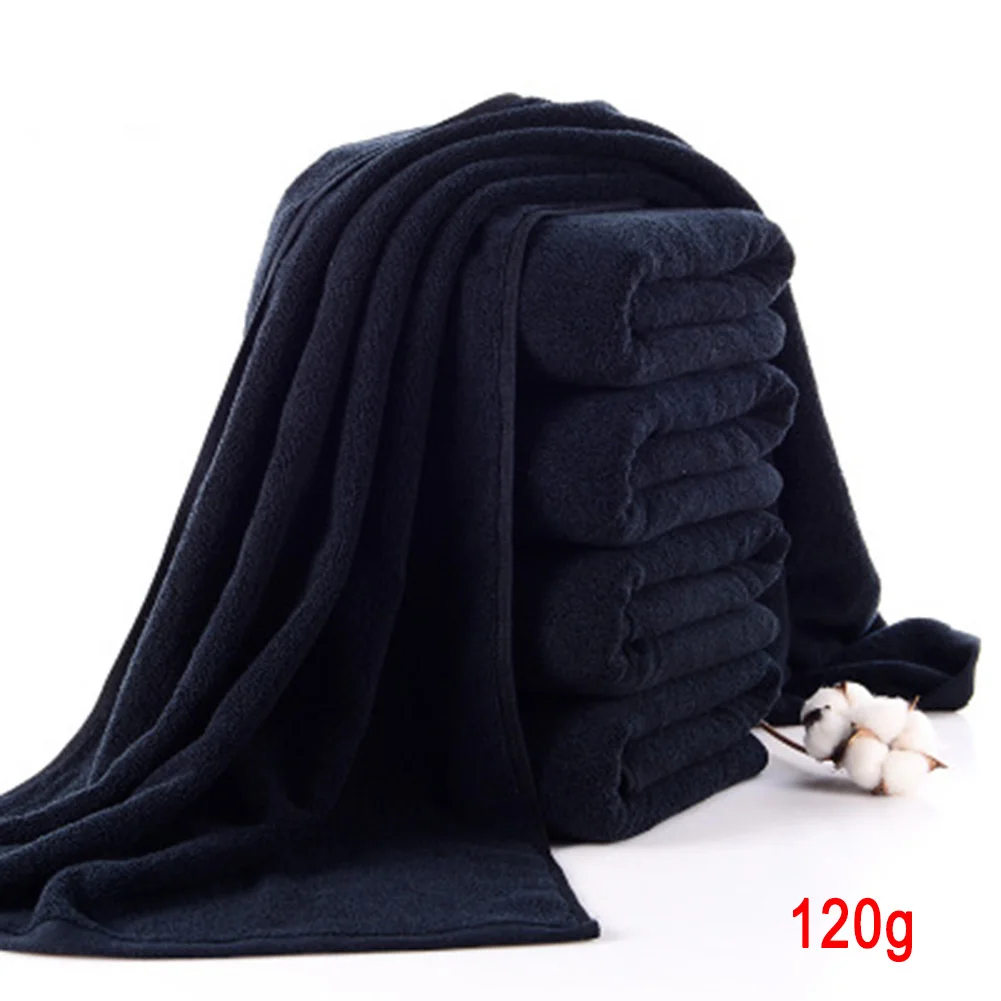 

Novel Black Bath Towel Pure Cotton Soft Towel for Bathroom Hotel Machine Washable Shipping