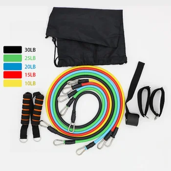 

11PCS Crossfit Resistance Bands Tube Set Stretch Training Rubber Expander Tubes Pilates Fitness Gum Elastic Pull Rope Equipment