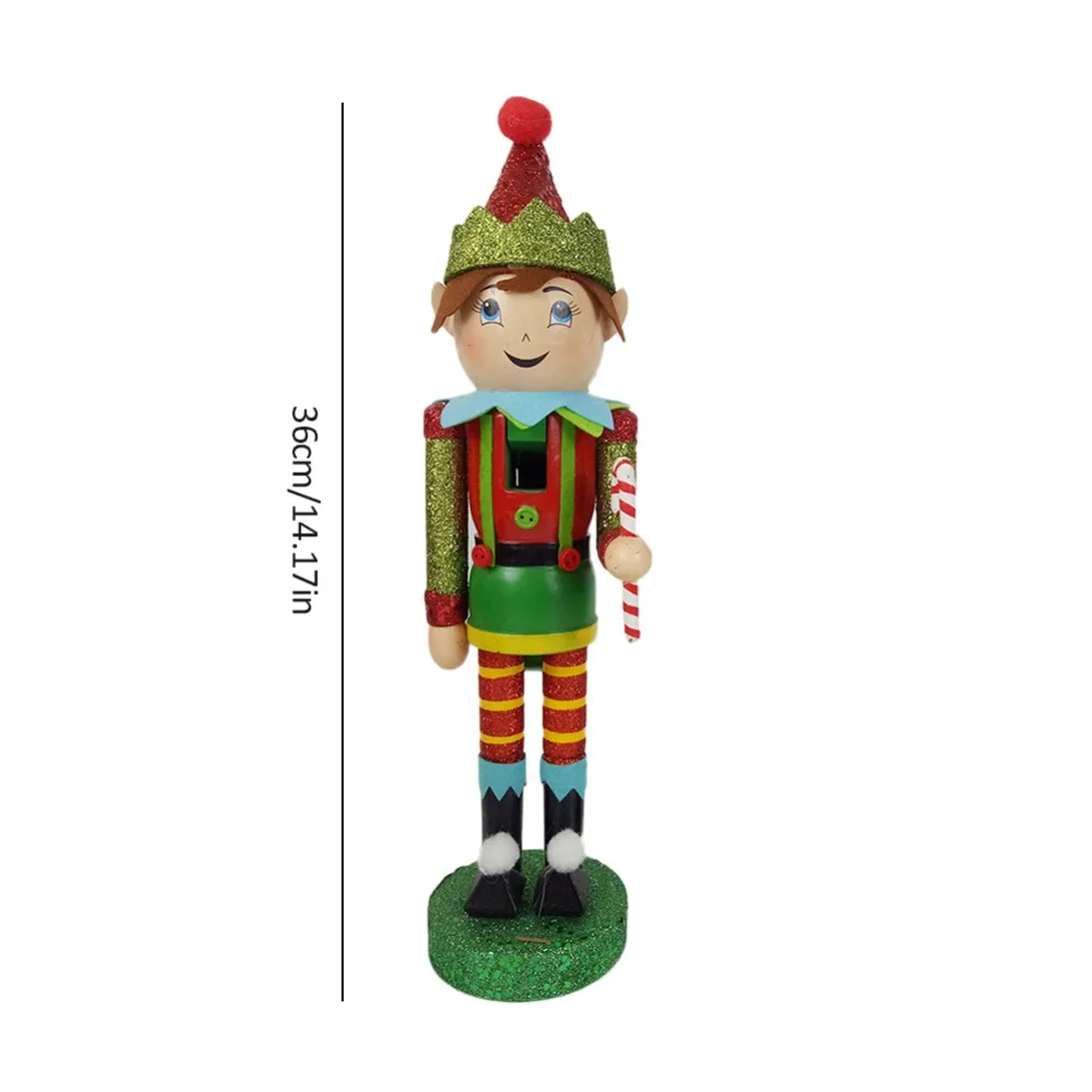 Snowman Nutcracker Black Top Hat And Red Green Scarf Wood Elf Christmas Decoration Nutcracker Gift
