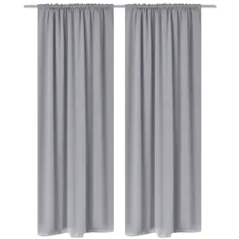 

Blackout Curtains with Loop 135x245 cm Gray blackout