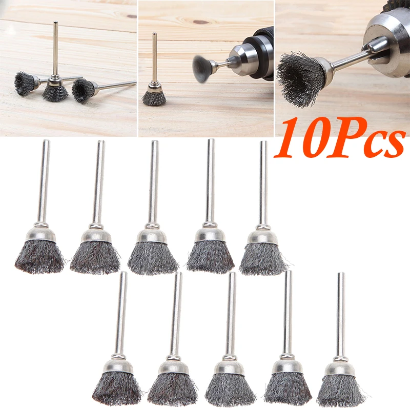 10Pcs Wire wheel brush polishing drill rotary tool grinding machine welding polishing cup bit metal descaling brush