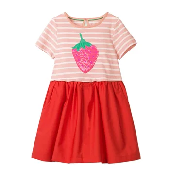 

Kids Girls Short Sleeve Dress summer fashion Strawberry Dresses