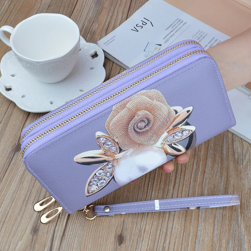 

Fashion Women Wallet Double Zipper Hand Wallet Long Printed Large Capacity Mobile Wallets For Women Cardholder Purse Billeteras