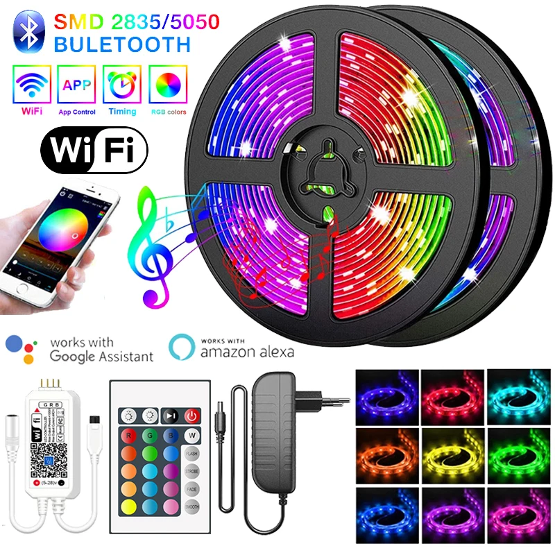 Bluetooth WIFI LED Strip Lights SMD2835/5050 15M Waterproof 5M 10M RGB Diode DC12V Flexible Ribbon For Room Decoration Led | Освещение