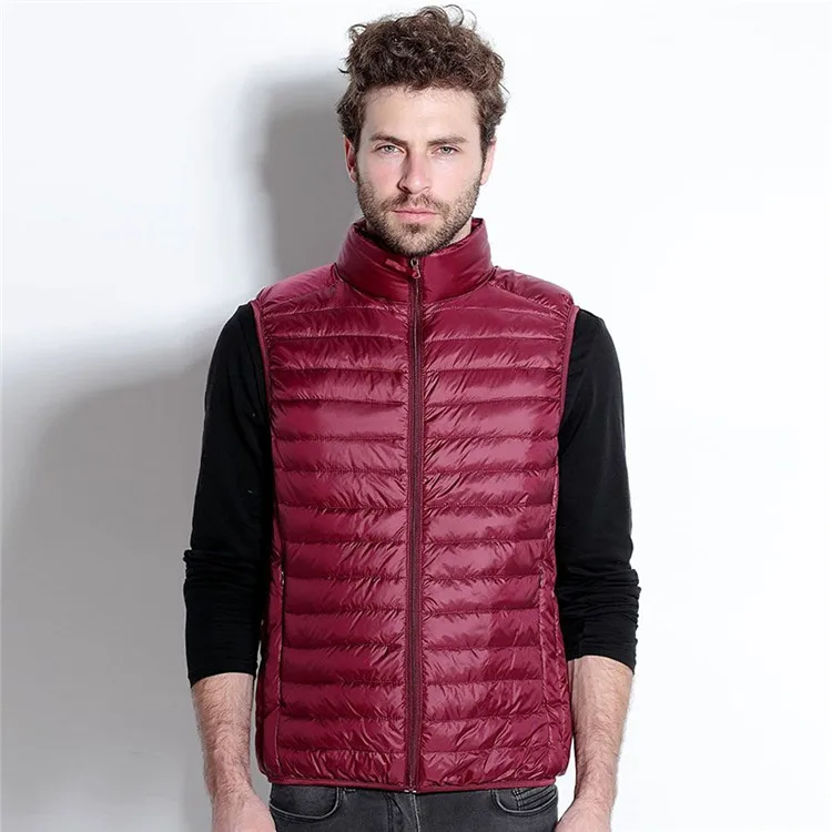 Men New Sleeveless Jacket Winter Ultralight White Duck Down Vest Jacket Casual Portable Waistcoat Male Stand Collar Warm Coat
