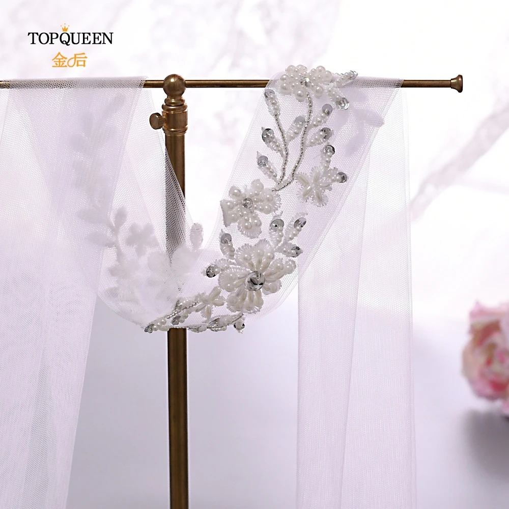TOPQUEEN WS46, Длинная свадебная вуаль,, ручная работа, повязка на голову, модный элегантный стиль, головной убор для невесты, женский головной Убор