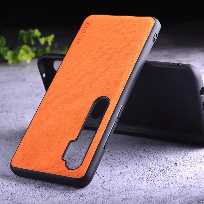 Текстильный чехол для Xiaomi mi note 10 pro, Жесткий ПК+ Мягкий ТПУ+ текстильный кожаный чехол, чехлы для mi note 10 pro - Цвет: Orange
