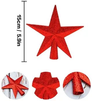 

Lvcky 3 Pack 5.9 Inches Glittered Mini Star Christmas Tree Topper Star Treetop for Small Christmas Tree Gold Silver and Red