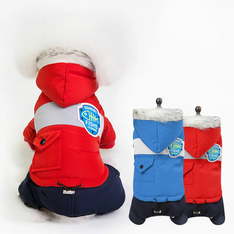 

Winter Small Dog Clothes Warm Four-Legged Luxury Silk Spinning Down Feather Cotton Coat Jackets Cat Costume For Pet