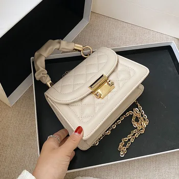 

Mini Simple PU Leather Crossbody Bag For Women 2020 Fashion Solid Color Chain Shoulder Handbags Female Travel Messenger Tote Bag