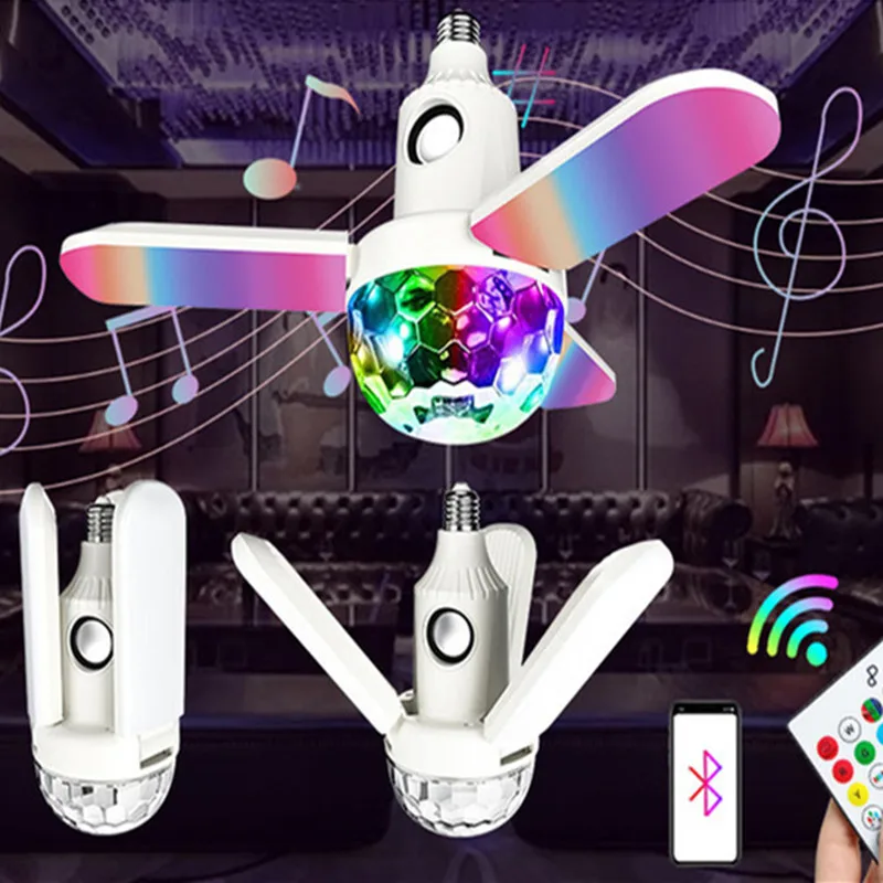 

E27 interface remote control colorful lights bluetooth music speaker mobile phone wireless audio play sound magic ball lighting