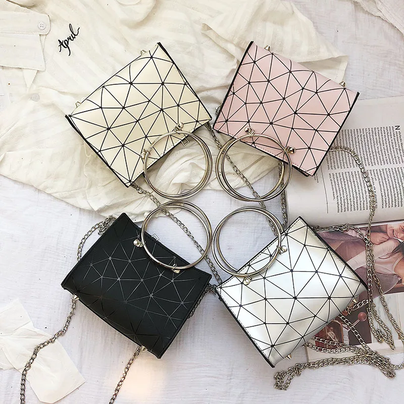 

Small Bag Women's 2018 New Style Transparent One-Shoulder Handbag Korean-style Chain Versatile Rhombus Shoulder WOMEN'S Bag Squa