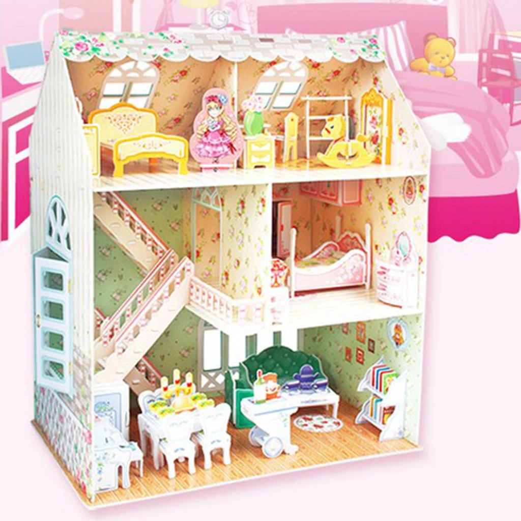 DIY Wooden Doll House Kits - European Beach Architecture House - Home Decoration - Miniature Building Toy for Children Birthday