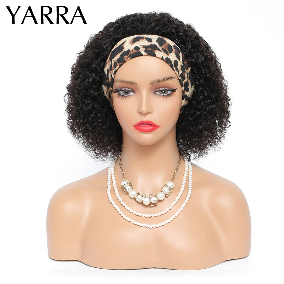 Peruvian Kinky Curly Headband Wig Human Hair 10-14 Inch Short Wigs for Black Women New for Summer Easy to Go 150% Yarra Hair 2