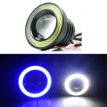 

2PCS Car COB Angel Eyes Fog Lights Lamp 64mm 76mm 89mm Car Headlight Lamps White Blue Ice Blue Universal Daytime Running Light