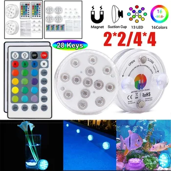 

10/13 Led Remote Controlled Submersible RGB Light Pond Battery Operated Underwater Night Lamp Outdoor Garden Party Decoration