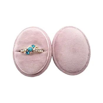 

Velvet Single Ring Box Oval Wedding Ceremony Ring Box with Detachable Lid
