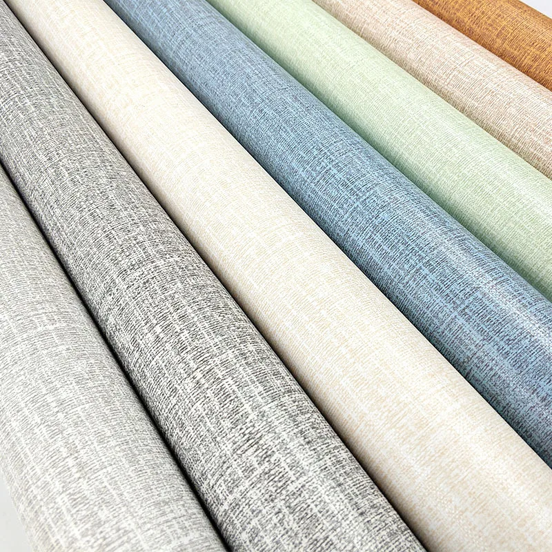 

Wholesale Flax Plain Color Self-Adhesive Linen Finish Wallpaper Northern European-Style Bedroom Living Room Wall Dormitory Anti-