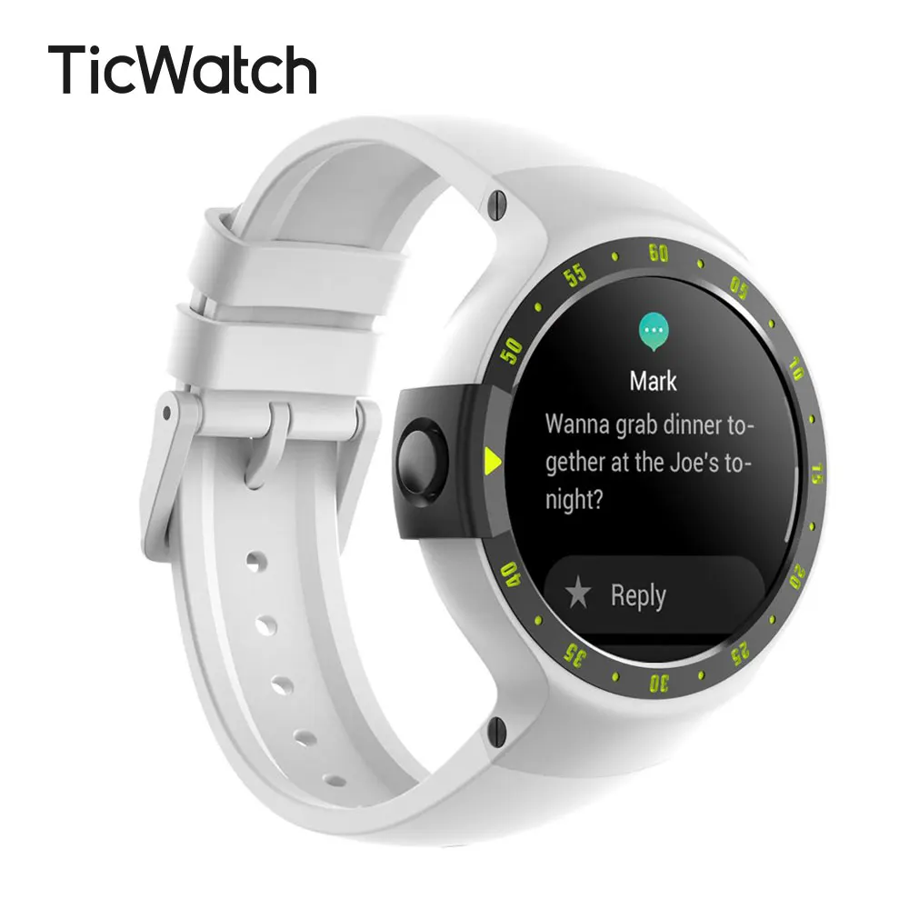 

TicWatch S White Smart Watch Bluetooth Smartwatch with GPS Android&iOS compatible Google Wear OS IP67 Waterproof Mobvoi Original