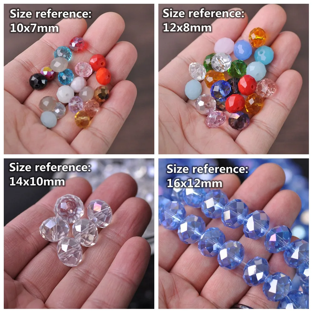 AB Placcato Colori 3x2mm 4x3mm 6x4mm 8x6mm 10x7mm 12x8mm Rondelle Sfaccettato Cristallo Di Vetro Branelli Allentati Del Distanziatore Per La Creazione Di Gioielli FAI DA TE - Foto 2