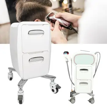 

Barber Accessories 2 Tiers Storage Trolley Cart Drawer Rack Trolley Beauty Salon with 4 Omni-Directional Wheels