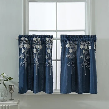 

Short Curtains For Kitchen Embroidered Valance Window Blind Voile Curtains For Living Room Bedroom Blackout door panel Curtain