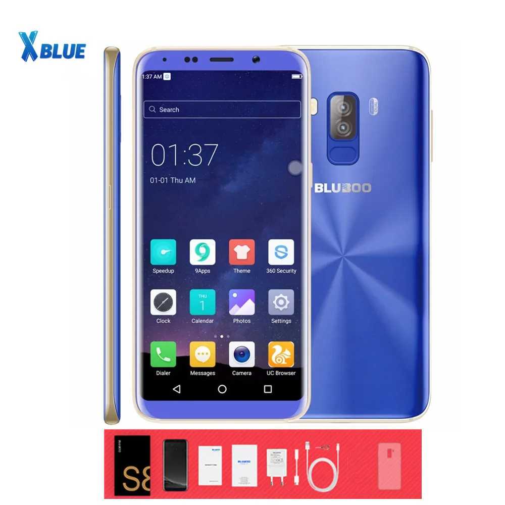 

Bluboo S8 Mobile phone 5.7" HD+ 1440 x 720 pixels Android 7.0 Nougat MTK6750T Octa-core 1.5GHZ 3GB 32GB 3450mAh Battery Dual SIM