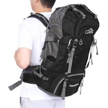 

60L Waterproof Foldable Backpack Survival Camping Bag with Rain Cover Large Capacity 210 Polyester Hiking BackPack Unisex