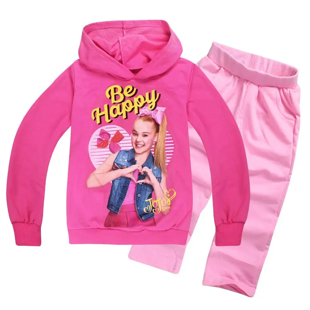 Jojo Kids Siwa/Одежда для девочек; футболка с длинными рукавами; одежда для сна; сезон весна; Jojo Siwa; домашняя одежда с круглым вырезом+ брюки; пижамный комплект для маленьких девочек