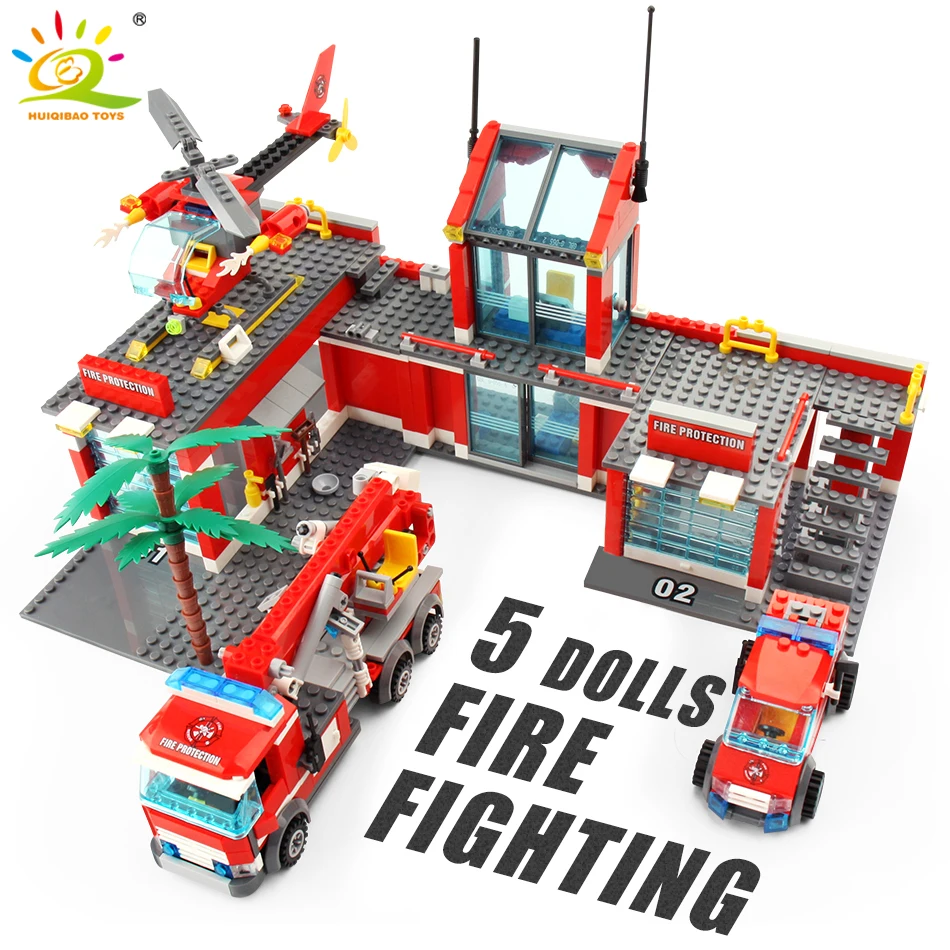 Offerte Blocchi Giocattoli 774pcs Fuoco Stazione di Blocchi di Costruzione di Modello Legoing Città Costruzione Vigile Del Fuoco Camion Chiarisce I Giocattoli Dei Mattoni Per Bambini