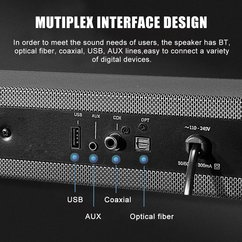 ТВ Bluetooth портативный динамик 5,0 Саундбар HiFi динамик стерео беспроводной пульт дистанционного управления USB звуковая панель AC100-240V для домашнего кинотеатра