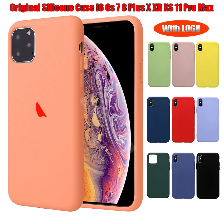 Ultrathin Original Silicone Phone Case For iPhone 6 6s 7 8 Plus X XR XS
Max Back With LOGO Case for iPhone 11 Pro Max Cases