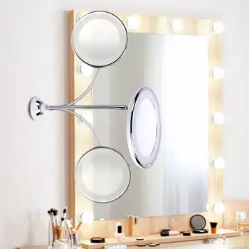 

LED Mirror Makeup Mirror with LED Light Vanity Mirror 10X 5X Magnifying Folding Makeup Mirrors 360-Degree Rotating Makeup Mirror