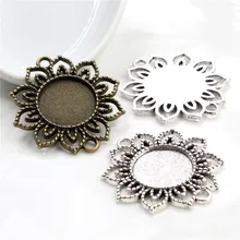 10 шт 18 мм Внутренний размер античный серебряный и бронзовый цветок соединение полый стиль кабошон базовая Камея Установка Подвески