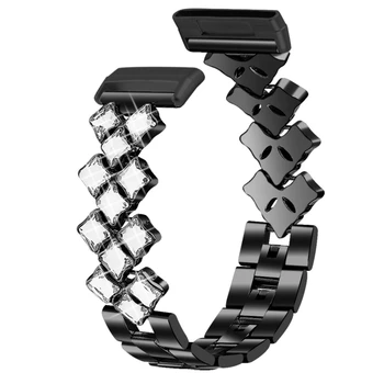 

Replacement Stainless Steel Rainstone Strap Band Metal Bracelet Belt Watch Band for -Fitbit Sense Versa 3 Bracelet Dropship